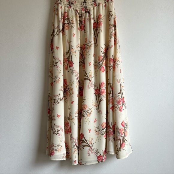 Reformation Floral Midi Dress in Cream and Pink - Picture 14 of 15